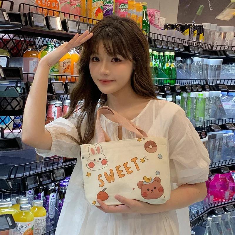 

Женская холщовая сумка через плечо с принтом, женская повседневная сумка-тоут, маленькая сумка-портфель для отдыха, путешествий, покупок