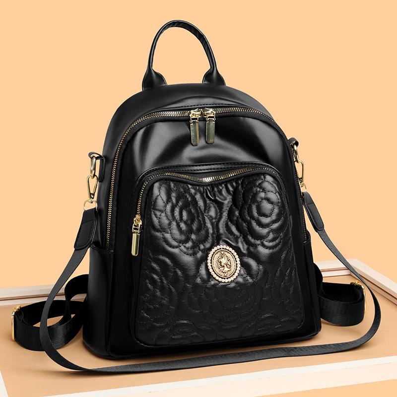Women's New Korean Style Versatile Travel Bag Fashionable Soft Leather High-end Women's Backpack One Bag Multi-purpose