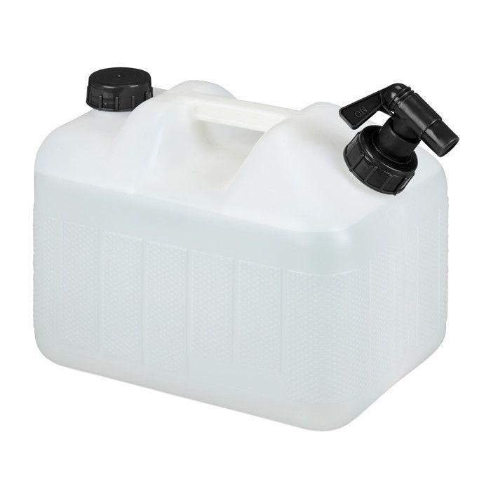 Relaxdays Jerrican D’eau Avec Robinet, Plastique Sans BPA, Grande Ouverture, Poignée, 10 Litres, Noir Et Blanc