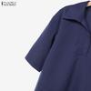 ZANZEA Women Short Sleeve Blouse and Pants Casual Two Piece Suit Sets