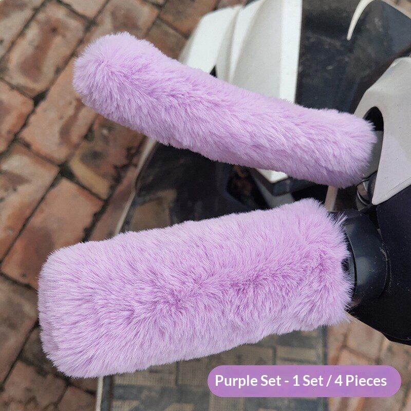 Simulated Plush Winter Motorbike Handle Grip Glove Warm Windproof Universal Cover for Scooter E-bike Daily Riding Use
