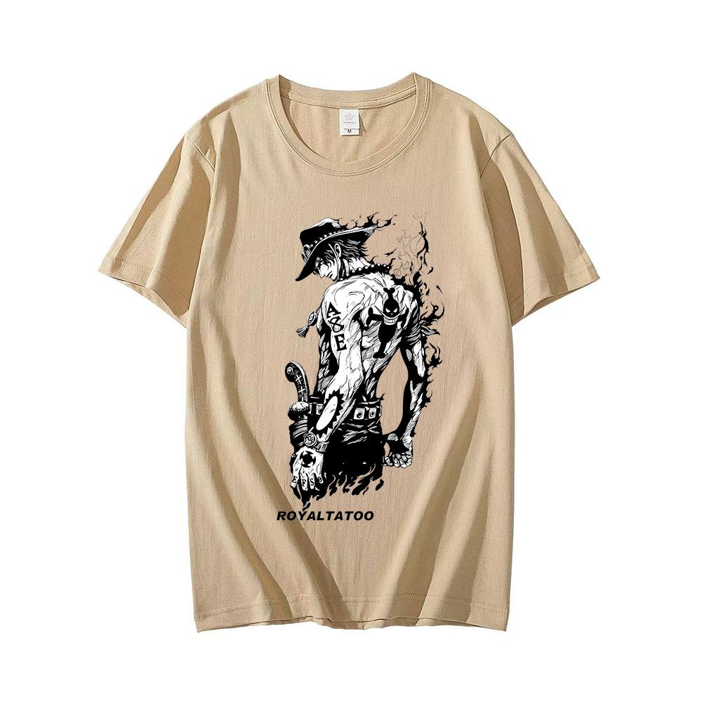 2026 Hot Sale One Piece Portgas D Ace Graphic T Shirt Anime Pirate Portrait Print Unisex Cotton Crew Neck Short Sleeve Manga Fan Street Tee Top