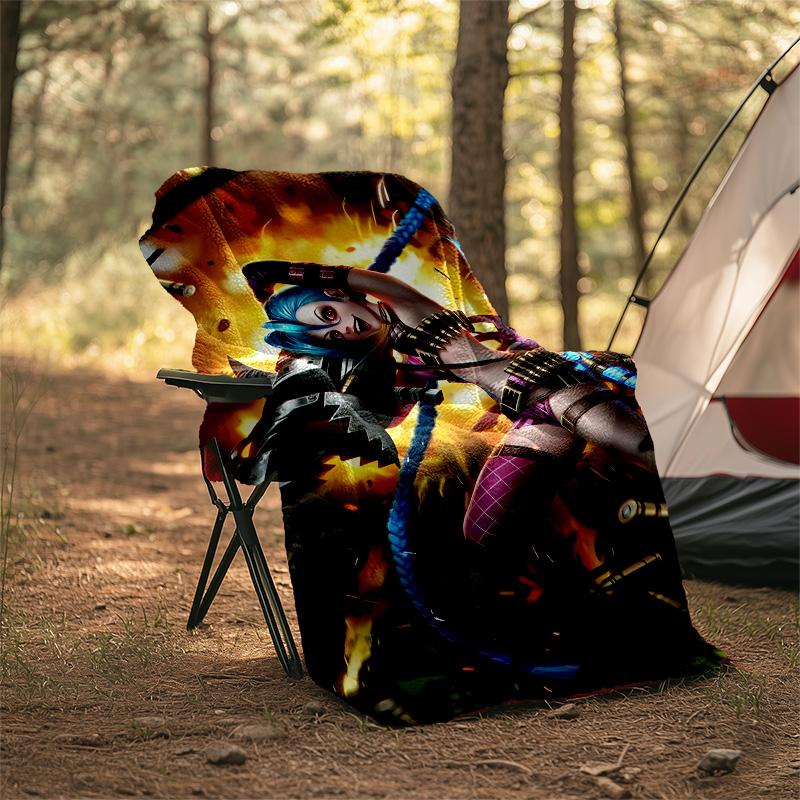1pc Game L-Lol Theme Blanket - Digital Print, Polyester, Cozy for All Seasons, Perfect for Outdoor, and Travel