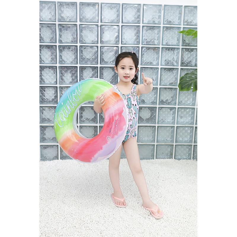 Adult Rainbow Flower Swim Ring Thick Pvc Swim Ring Gradient Color Water Ring