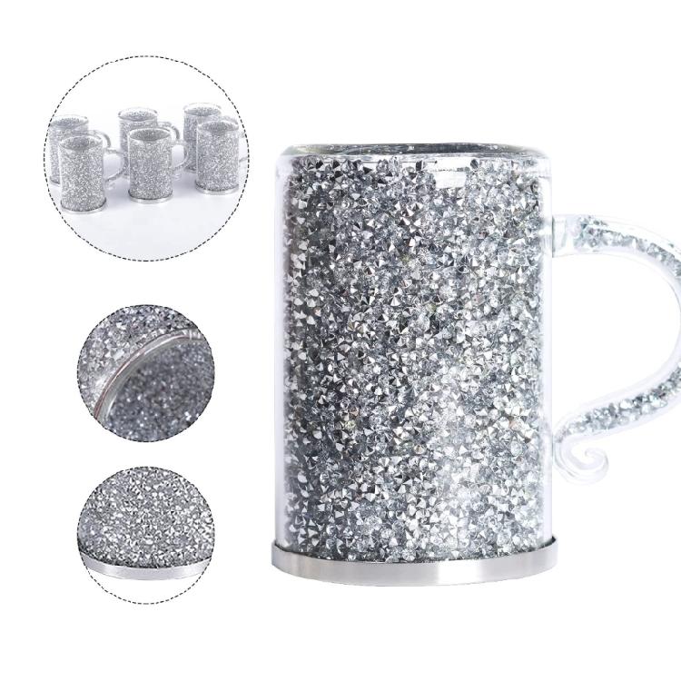 Crystal Glass Coffee Cup with Handle Wine Glasses Double Layer Heat Insulation Cup Drinking Cups Drinkware Easy To Clean