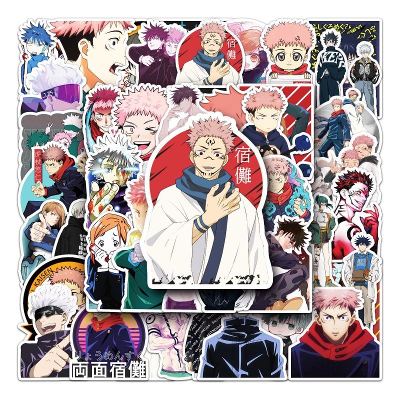 10/50 Stück Cartoon Jujutsu Kaisen Anime Aufkleber Dekoration für DIY Laptop Skateboard Notizbuch Gitarre Helm Aufkleber Decal