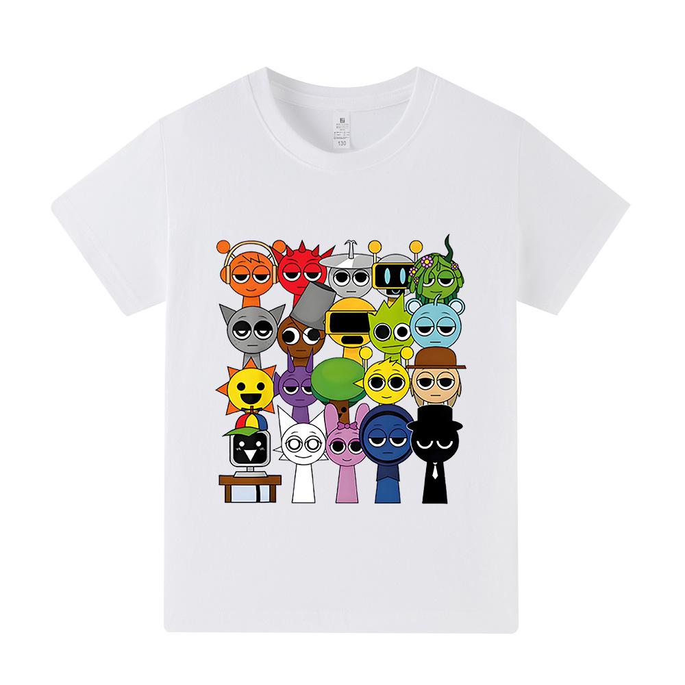Summer Rhythm Box Sprunki Casual Fashion T-shirt Hip Hop Style Printed Round Neck Short Sleeve Unisex Fashionable Clothing