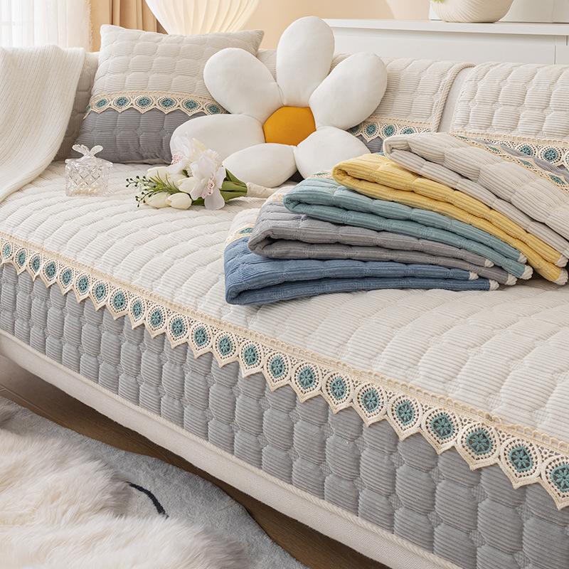 Plush Sofa Cushion Warm Heart Fabric Cushion Non-Slip Simple Modern European Style Sofa Cover Slipcover Layered Cover Cloth