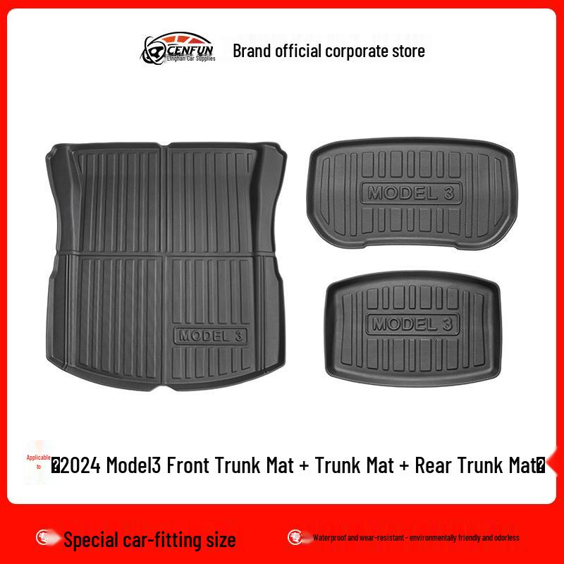 Tesla Model Y/3 Refresh Floor Mats & Trunk Storage - TPE Molded Carpets