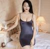 Sexy Oil Glossy Micro Mini Dress See Through Bodycon Tight Pencil Cute Dress Smooth Strap Backless Bandage Dress Candy Color