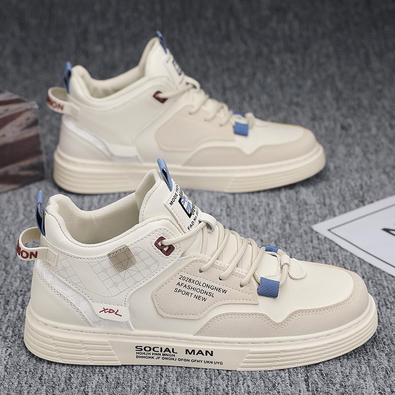 Autumn new leather panel shoes casual sports trendy shoes breathable winter