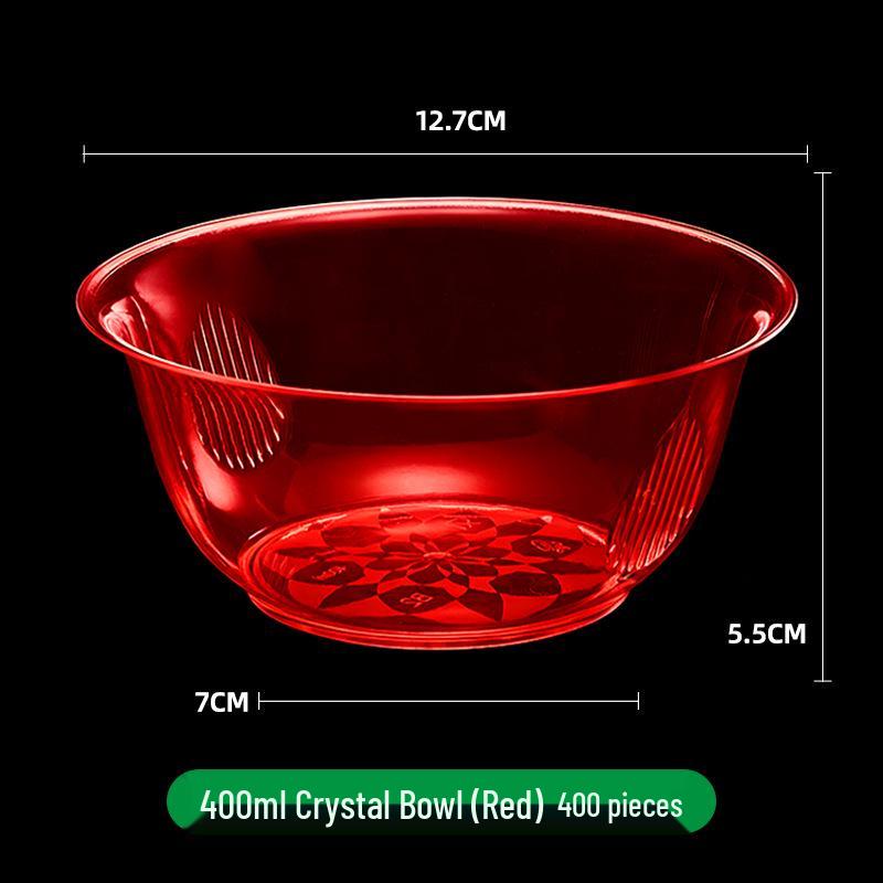 300ml Disposable Crystal Clear Plastic Bowl, Chopsticks, Cups, Plates & Cutlery Set for Hot Pot, Soup, Rice.