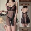 Erotic Underwear, Sexy Halter Lace Seductive Nightdress, Steel Frame Gathering Hot See-through Uniform Pajamas 8802