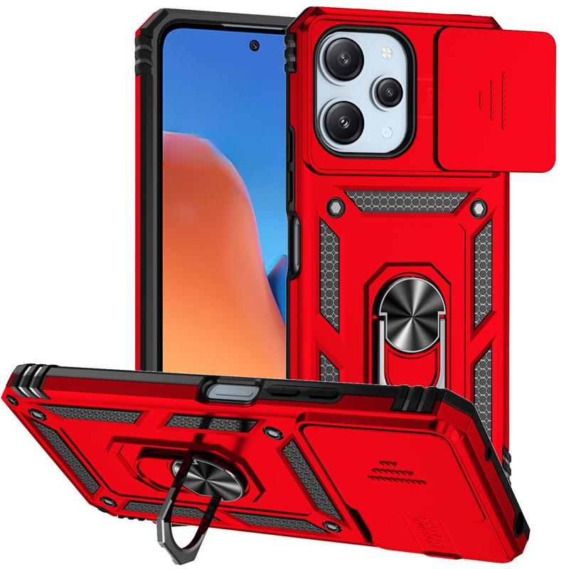 Do etui Xiaomi Redmi 12 4G z pierścieniem, odporne na wstrząsy etui na telefon Redmy Redmi 12 Redmi12 4g 2023, osłona obiektywu Slide