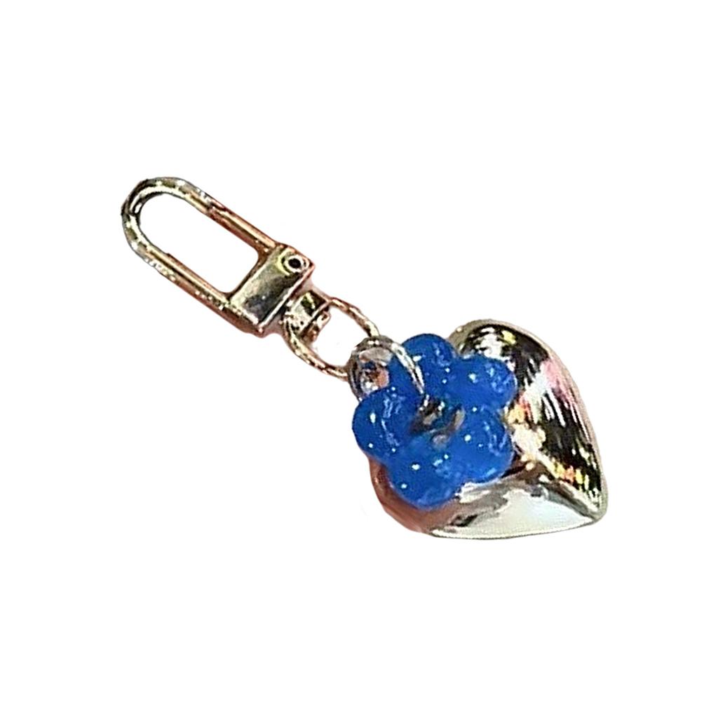 Sweet Colorful Flower Heart Keychain Pendant Lovely Hangings Decorations Keyring Charm for Purse Bag Backpack Handbag