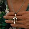 Vnox Men's Rock Punk Trident Pendant Necklace, Stainless Steel 60cm Length Box Chain, Hip Hop Metal Jewelry Accessory