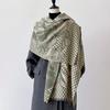 Imitation Cashmere Peony Artistic Sense Retro Style Texture Printing Double-sided Warm Scarf Shawl Woman