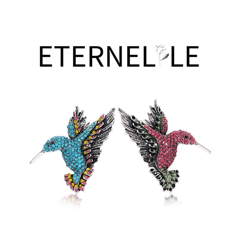 European and American high-end, rhinestone hummingbird brooch, animal chest flower, clothing bird brooch