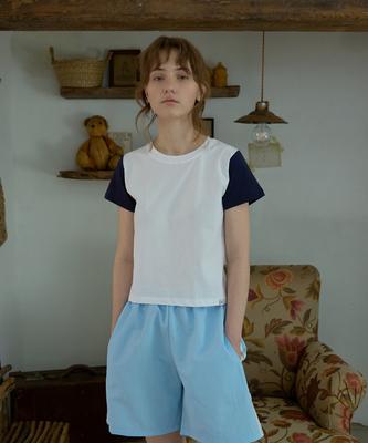 WIOE Color-Block Short Sleeve Tee_Navy