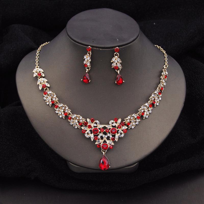 2024 neue Kristall Braut Schmuck Sets für Frauen Luxus Halsband Halskette Ohrringe Prom Hochzeit Kleid Braut Halskette Sets Mode