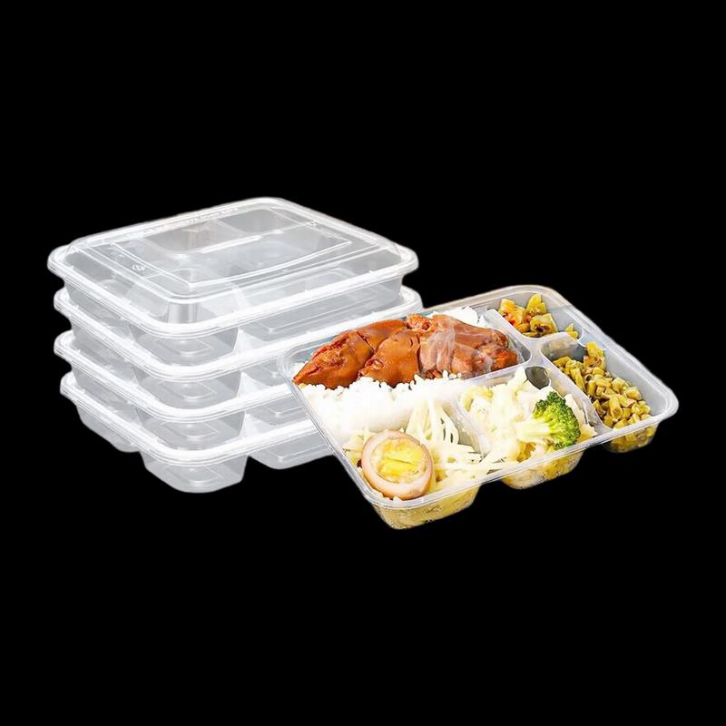 NHZHIW Disposable 5-Compartment Lunch Box with Lid