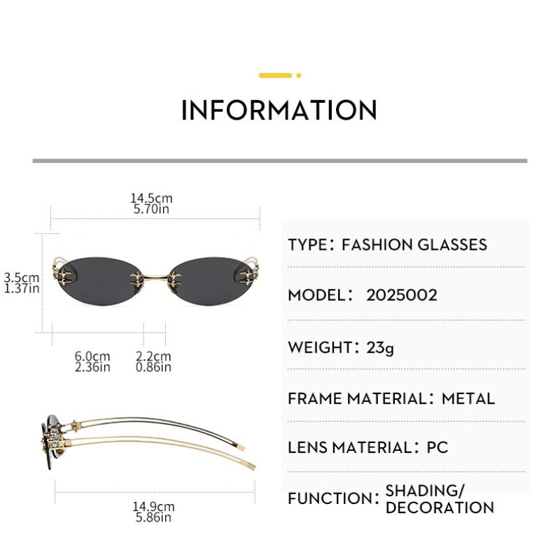 Ladies Sunglasses, Fashion Oval Sunglasses, Frameless Star Sunglasses