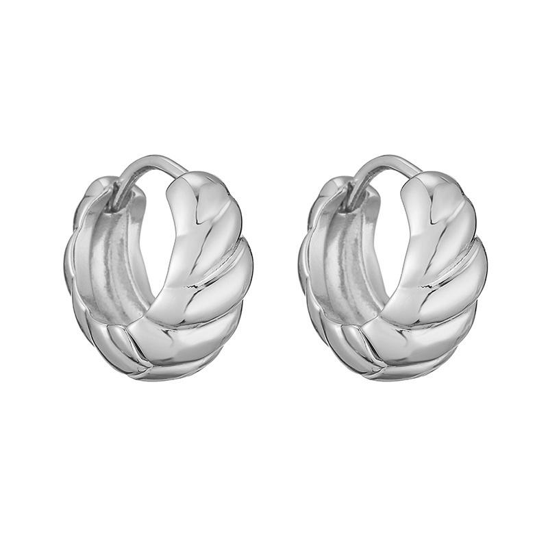 

HECHENG,Glossy Golden Color Round Chunky Hoop Earrings for Women Creative Geometric Thick Earrings Brass Zircon