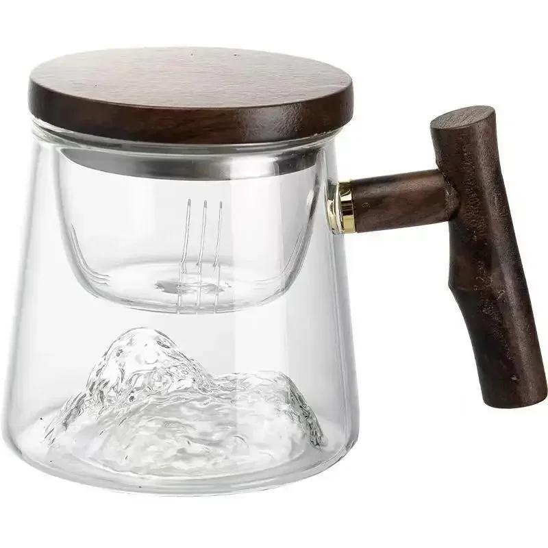 High borosilicate Pyrex tea cup office filtration integrated transparent glass tea drink