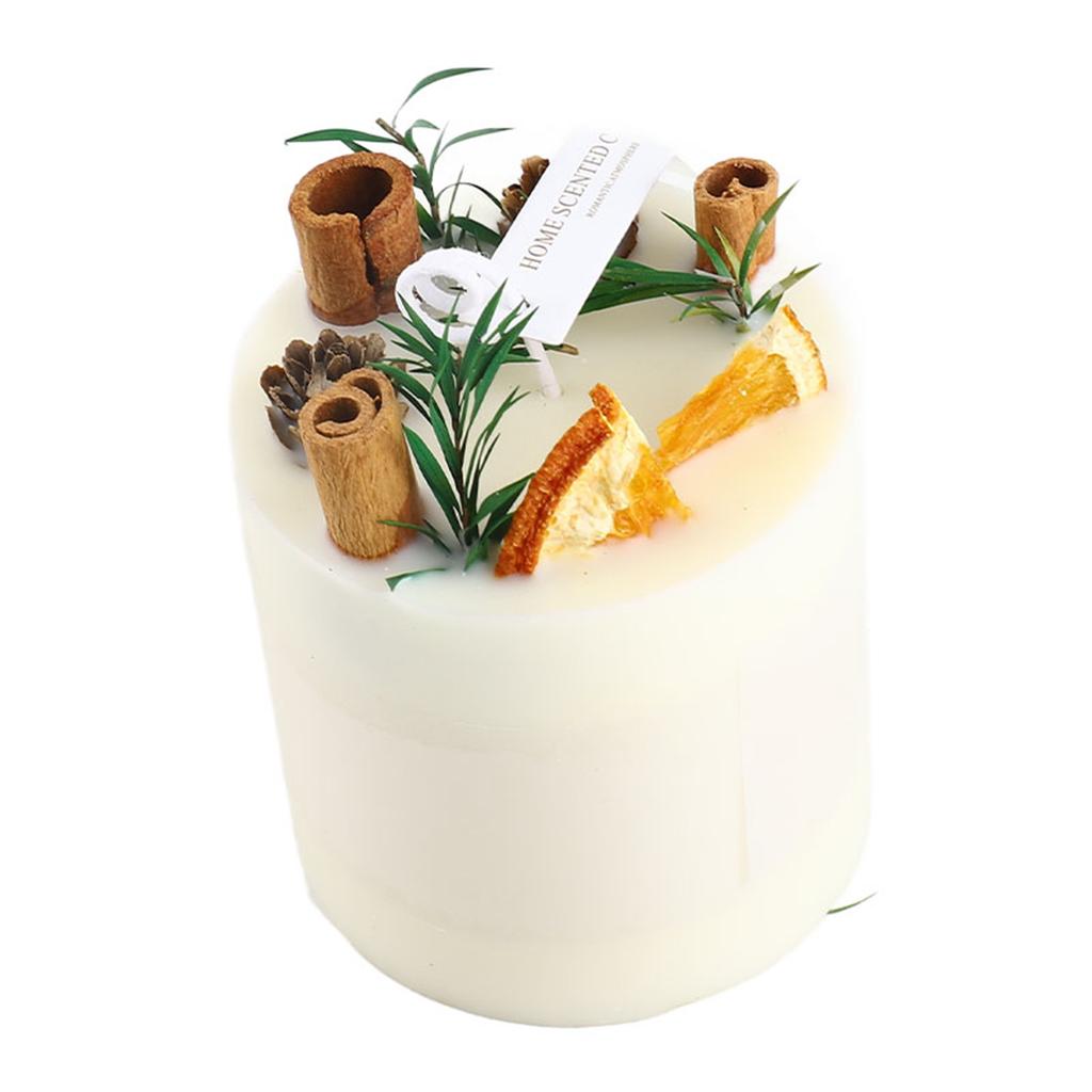 Duftkerze Sojawachs Trockenblume Glasabdeckung Holzuntersetzer Aromatherapie-Kerze zur Heimdekoration