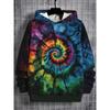 Unisex Rainbow Spiral Tie Dye Print Hoodie Colorful Swirl All Over Print Drawstring Pocket Long Sleeve Casual Street Sweatshirt