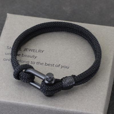 Pulseira de Corda Dupla Camada Feita à Mão para Homens 4mm Cordão Trançado Milão Fecho de Vachette Pulseira Destacável Lazer ao Ar Livre Joias Homme