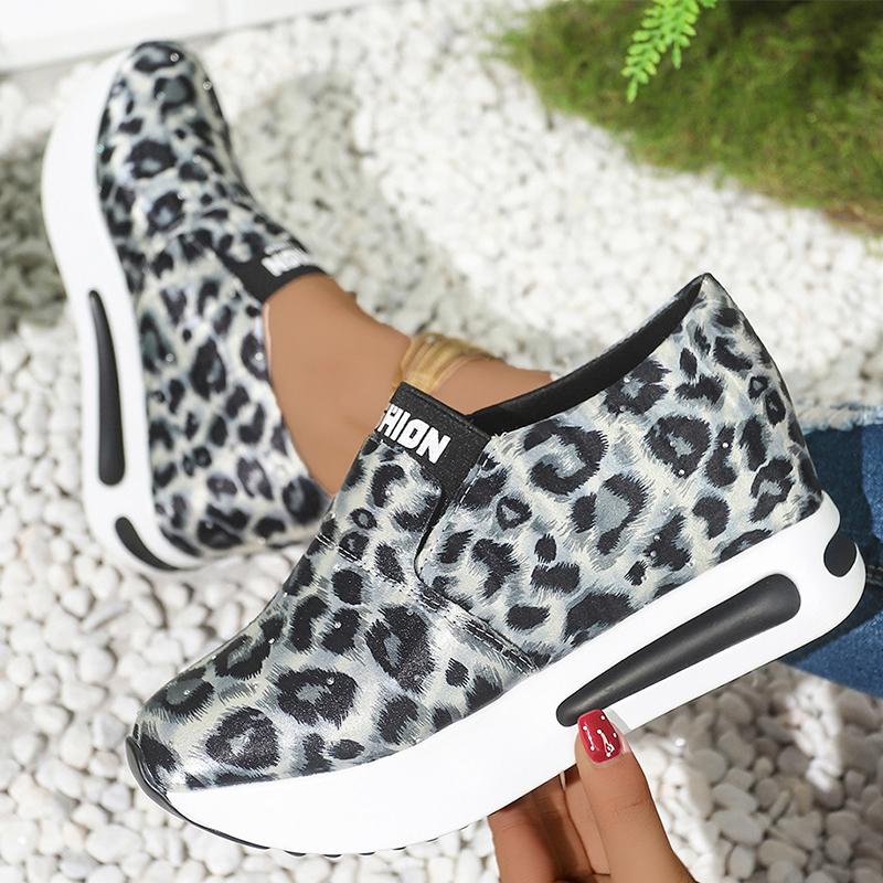 Fashion Autumn Winter Leopard Platform Sneakers Women Letter Print Slip On Sports Shoes for Woman Non Slip Wear Resistant Shoes Female