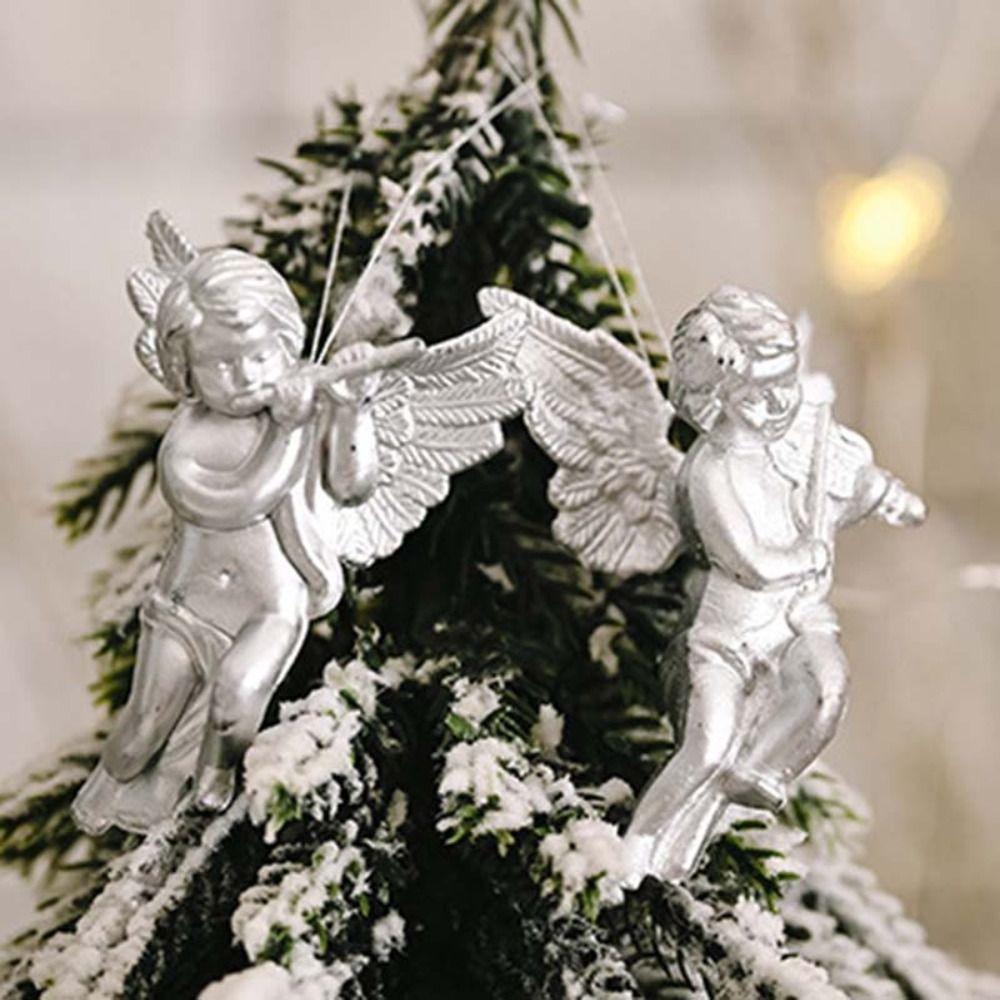 6 szt. Złoty/Srebrny Świąteczny Aniołek Zawieszka Pozłacana Figurka Świątecznego Aniołka Sklep spożywczy