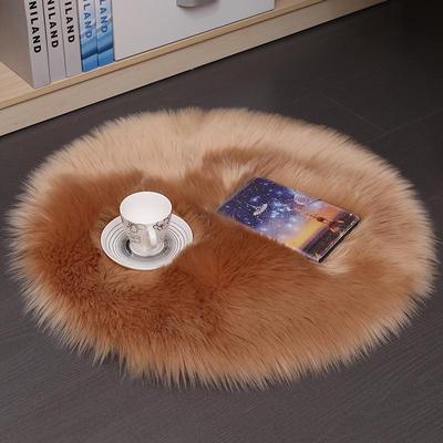 Plüsch-Kunstwolle Vollabdeckung Runde Teppichmatte für Schlafzimmer, Eingang und Balkon