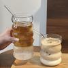 1/2PCS Tasse en Verre Transparent Tasse à Café INS Gobelet Résistant à la Chaleur Verres à Boire Verres à Eau Ondulés pour Cocktail Boisson