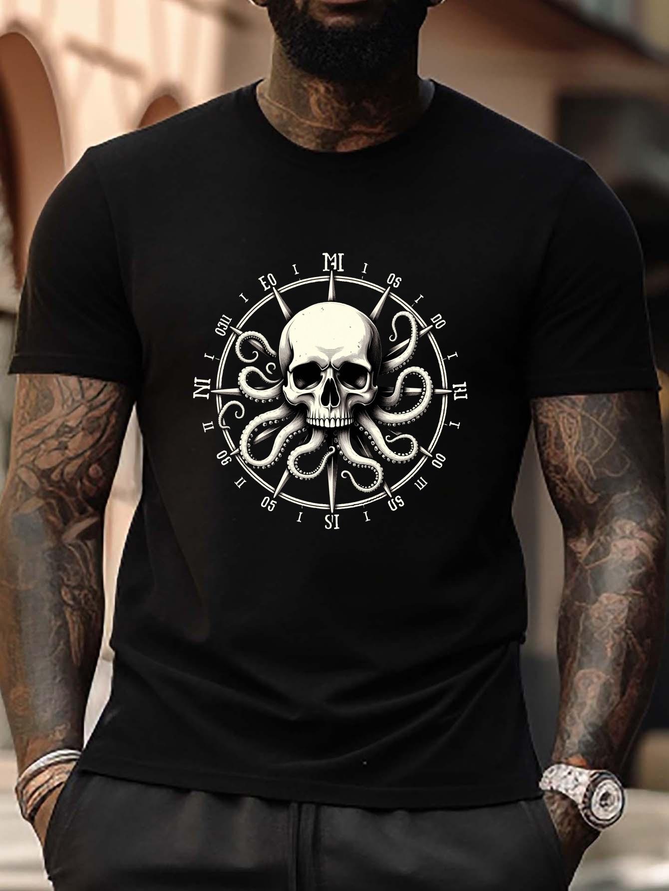 Plus Size Graphic T-shirt - Skull & Octopus Tentacles R lyeh 1927 Design S