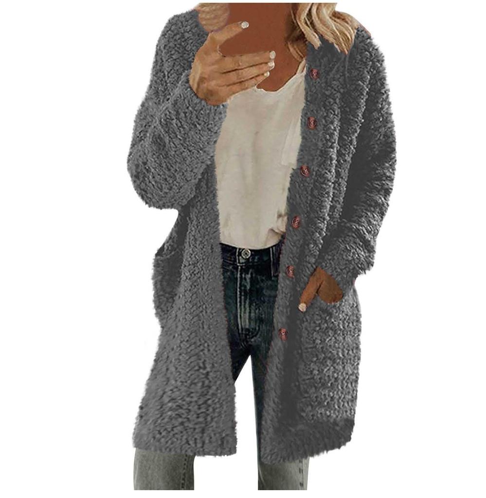 2025 Herbst und Winter Damenmode Lässige Lammwolle Lange Jacke