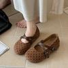 French inner height increase ballet style shallow mouth Mary Jane single shoes women's autumn new skirt Birkenstock beanie shoes
