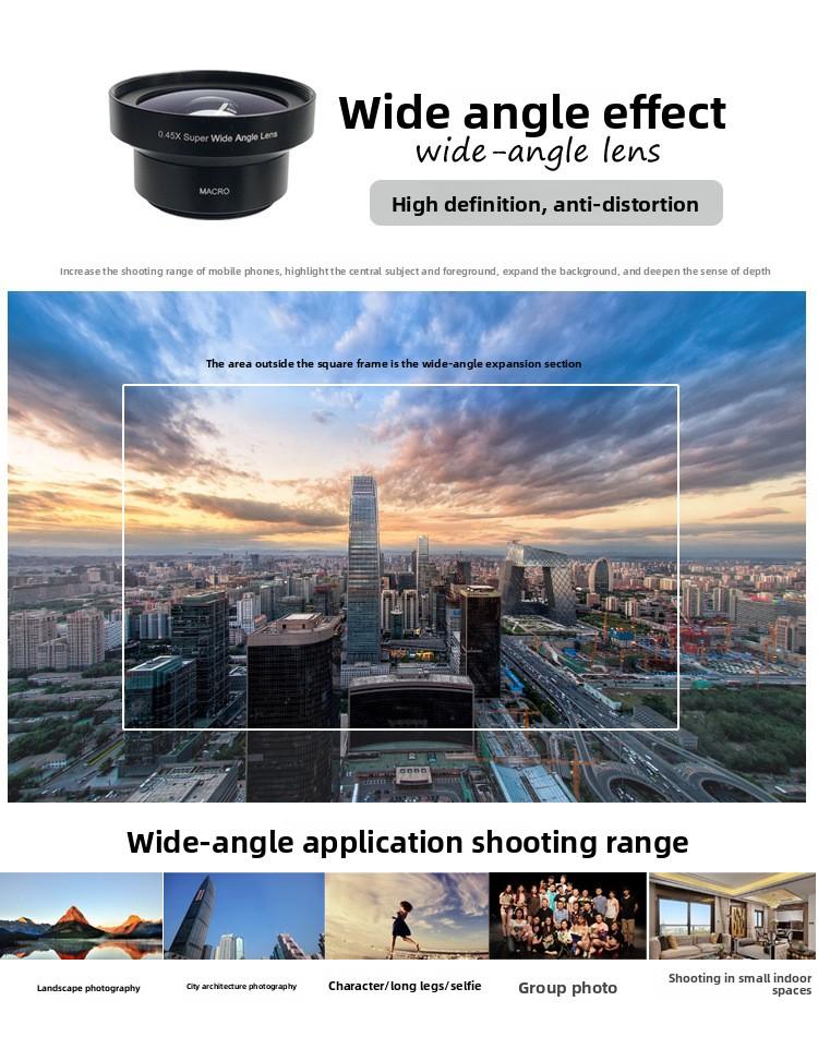 Universal Mobile Phone External Camera Lens Kit Double-layer Optical Glass No Distortion Wide-Angle Macro CPL Starlight ND