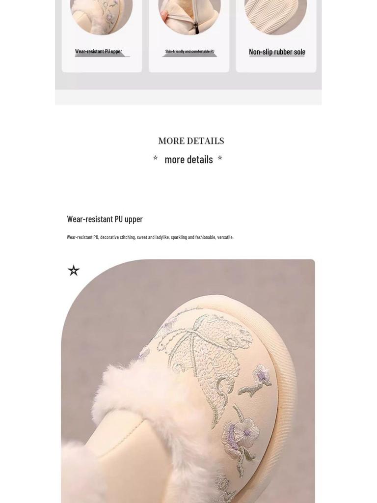 Girls' 2026 Winter Hanfu-Style Embroidered Cotton Snow Boots - Warm, Velvet-Lined for Spring Festival & New Year