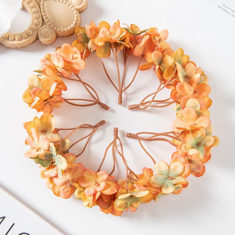 10PCS Silk Hydrangea Heads Artificial Flowers for Home Wedding Decor Candy Box Garlands Handmade Flower Arrangement Accessories