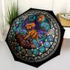 Glass Dinosaur Fantasy pattern umbrella, portable and foldable design, 8 ribs, a casual accessory for Halloween, Christmas, and birthday gifts.