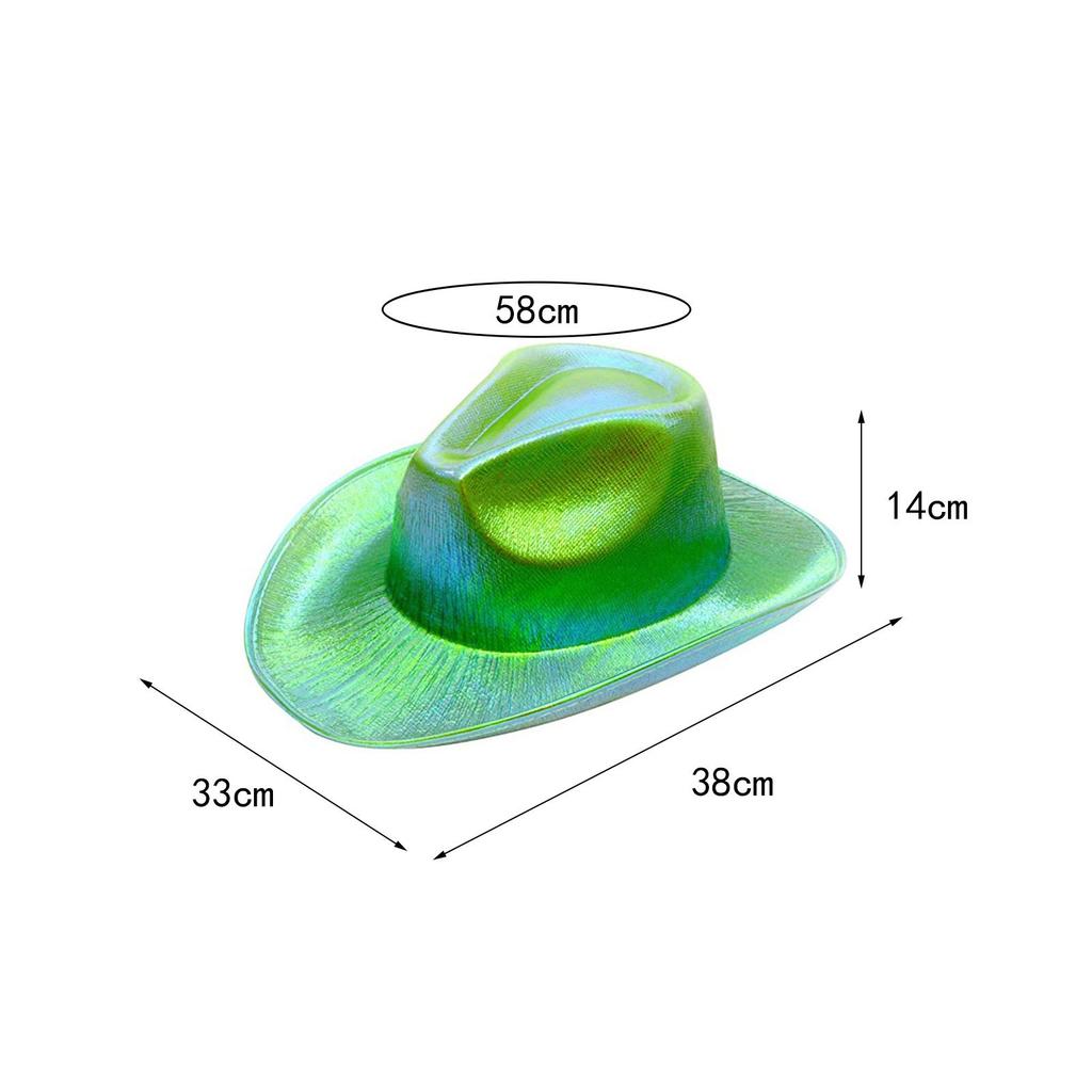 Chapeau de fête Cowboy Accessoires de costume Brillant Lumineux Holographique Casquettes Rave Chapeau d'Espace Cowboy pour Femmes Disco Halloween Soirée à Thème