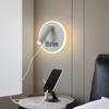 Round Minimalist LED Wall Lamp with Switch and USB Phone Charging Port for Bedroom Reading