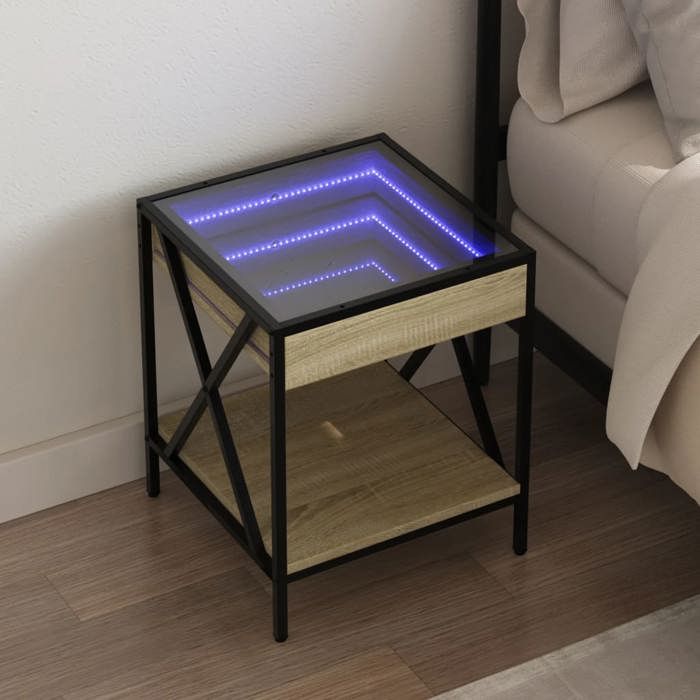 VidaXL Table de chevet avec LED infini chêne sonoma 40x40x49 cm 3284097