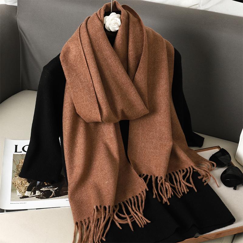 Nytt 62 farger Vinterskjerf for kvinner Langt Varmt Kasjmirskjerf Hijab Ensfarget Dame Sjal Wrap Kvinnelig Pashmina Bandana Hodeskjerf
