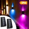 2pcs Solar Colorful Wall Lamp Rgb Waterproof Up Down Color Changing Decoration Light For Patio Yard Decor