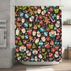 TU Christmas Shower Curtain Festive Holiday Decor Santa Claus Reindeer Snowman Pattern Waterproof Bathroom Fabric Backdrop Festi