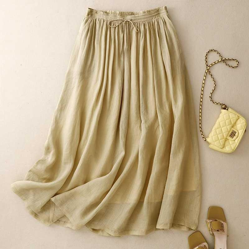 Elastic Waist Wide Leg Loose Double Layer Skirt