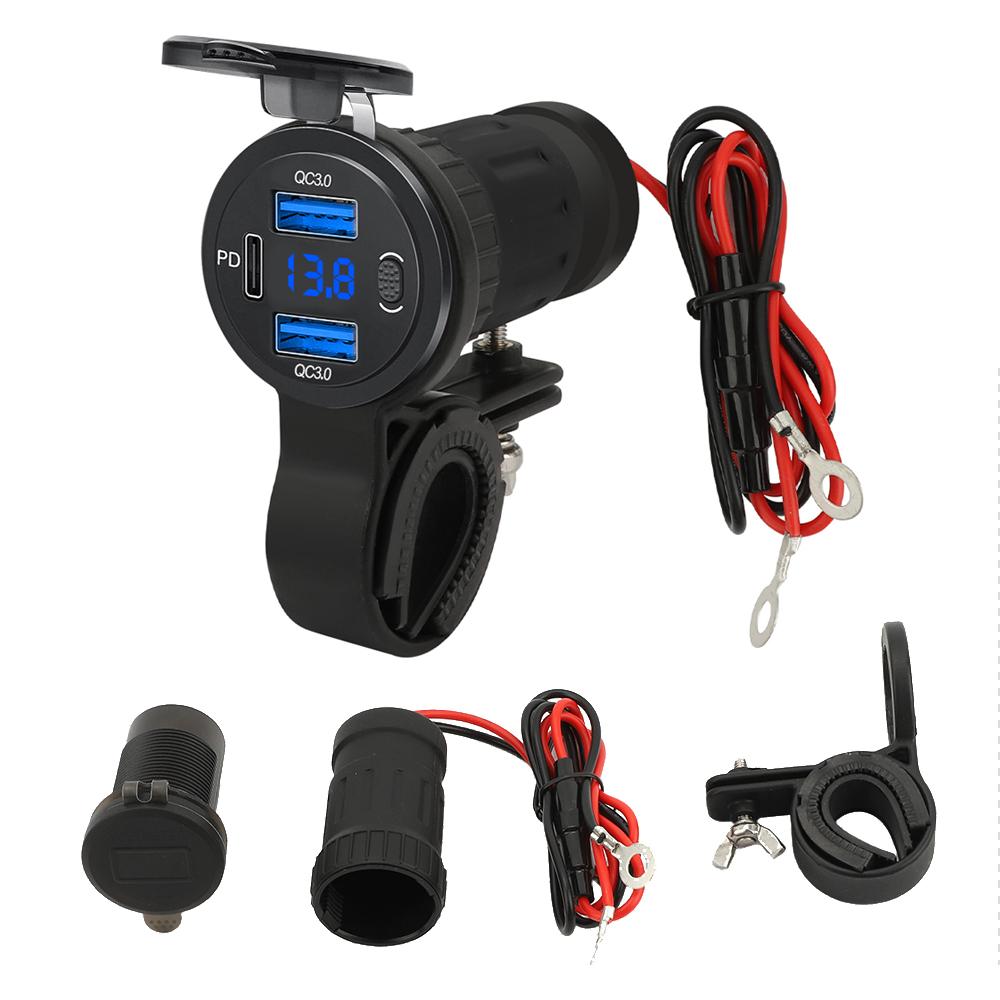 Quick Charge PD+QC3.0 Phone Charger Motorcycle USB Socket Waterproof Handlebar Mounting Bracket Cellphone Chargers Power Adapter